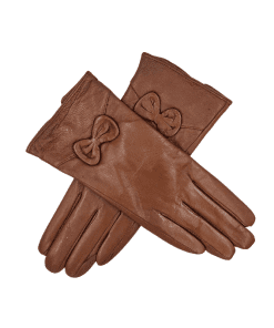 Leðurhanskar flísfóðraðir-mahoní brúnir