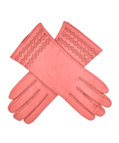 Leðurhanskar fóðraðir-laxableikir