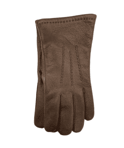 Leðurhanskar ullarfóðraðir dádýraleður-brúnir