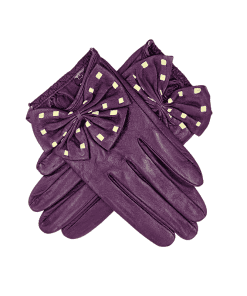 Leðurhanskar ófóðraðir-fjólubláir