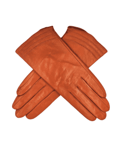 Leðurhanskar flísfóðraðir-rúst appelsínugulir