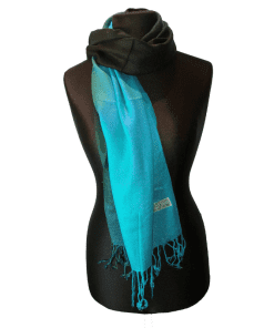 Pashmina slæða tvílit-túrkís/svört