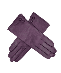 Leðurhanskar fóðraðir-dökk plómu