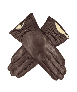 Leðurhanskar flísfóðraðir-dökk brúnir