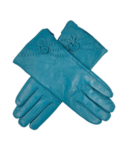 Leðurhanskar prjónafóðraðir-túrkis