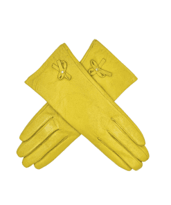 Leðurhanskar flísfóðraðir-gulir