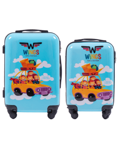 Alternative view of Wings Jay Car tveggja ferðatösku barnasett-blátt