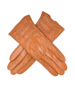 Leðurhanskar flísfóðraðir-dökk appelsínugulir