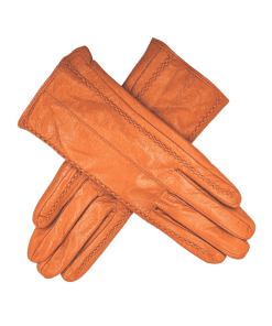 Leðurhanskar flísfóðraðir-dökk appelsínugulir