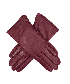 Leðurhanskar flísfóðraðir-burgundy