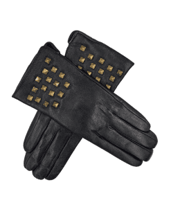 Leðurhanskar flísfóðraðir með kósum-svartir