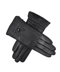 Leðurhanskar flísfóðraðir-svartir