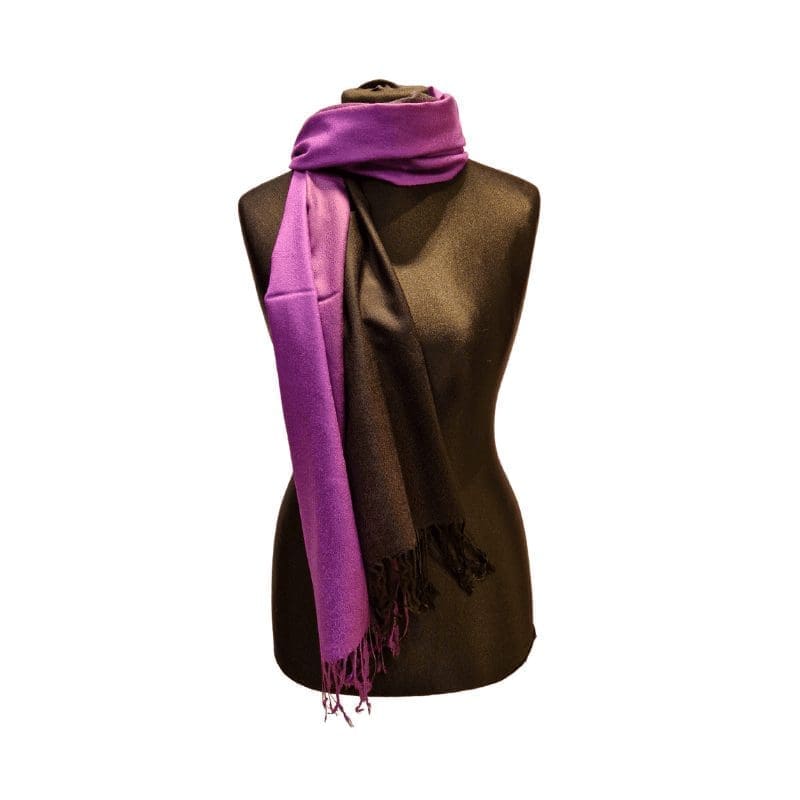 Pashmina slæða tvílit-Fjólublá/svört