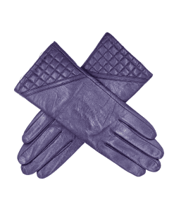 Leðurhanskar prjónafóðraðir-fjólubláir