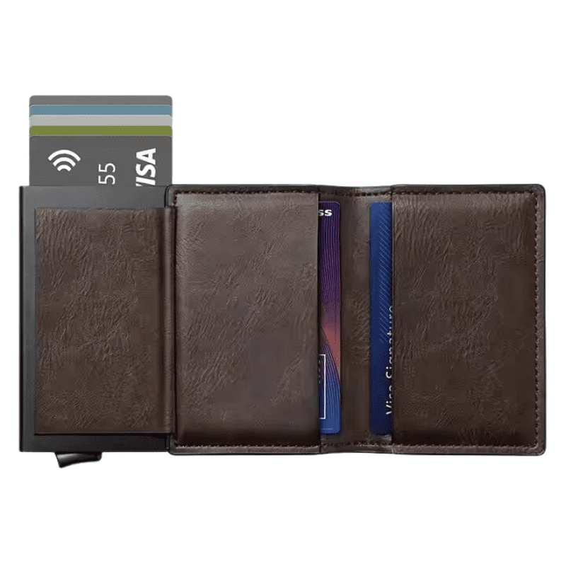 Ál kortahylki með RFID öryggi m/leðurhul - Image 4