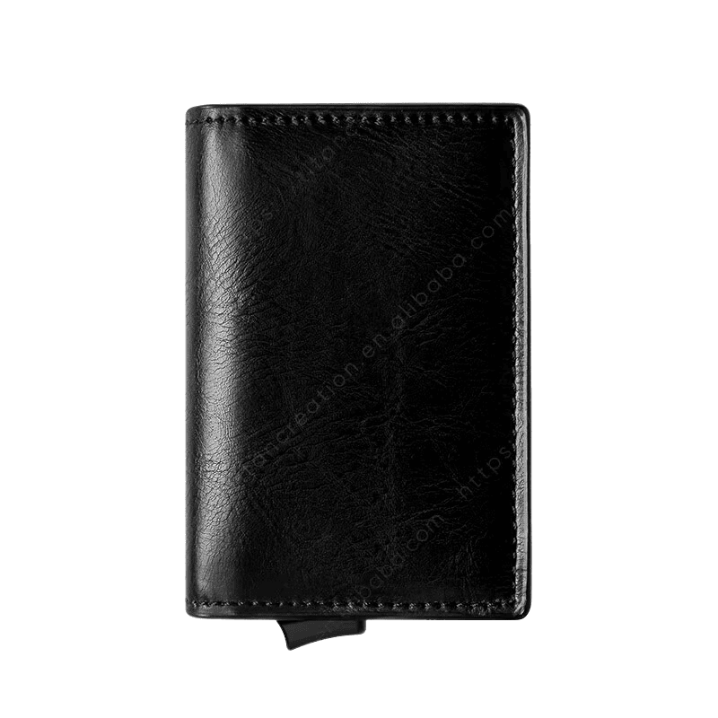 Ál kortahylki með RFID öryggi m/leðurhul