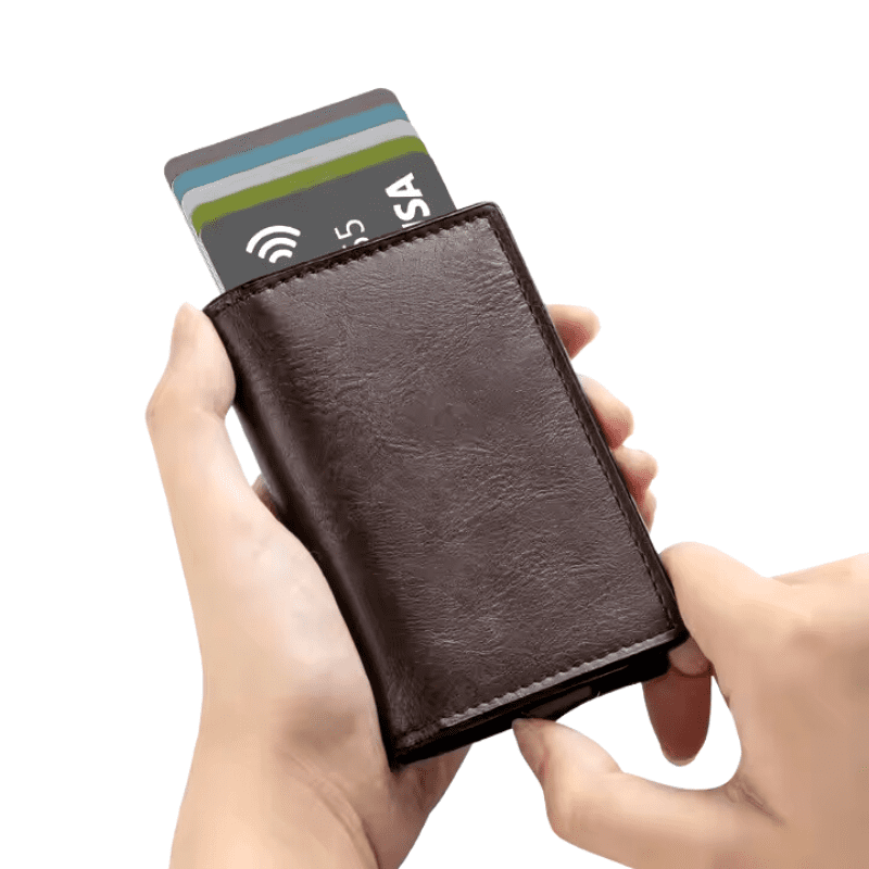 Ál kortahylki með RFID öryggi m/leðurhul - Image 5