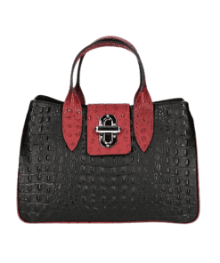 LAURA leðurtaska - svört/rauð