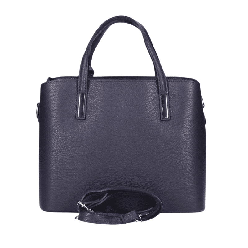 MANILA leðurtaska - navy blá - Image 5