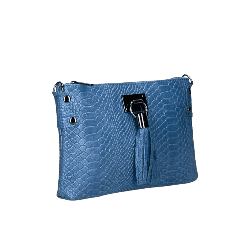 THERESA leðurtaska - gallabuxnablá