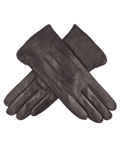 Leðurhanskar flísfóðraðir-dökk brúnir