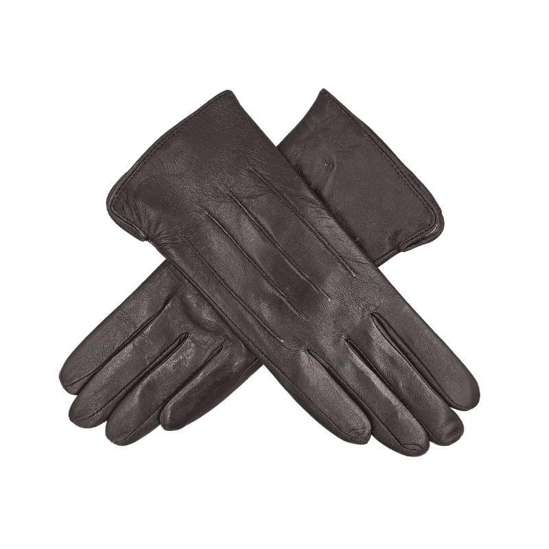 Leðurhanskar flísfóðraðir-dökk brúnir