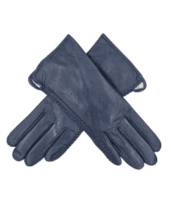 Leðurhanskar flísfóðraðir-navy bláir