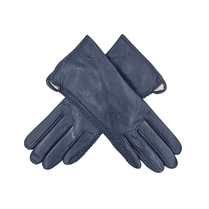 Leðurhanskar flísfóðraðir-navy bláir