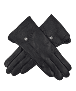 Leðurhanskar flísfóðraðir-svartir