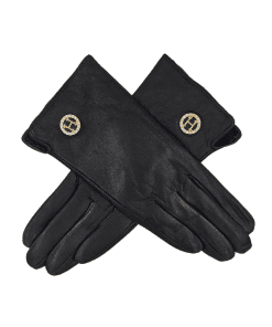 Leðurhanskar flísfóðraðir-svartir