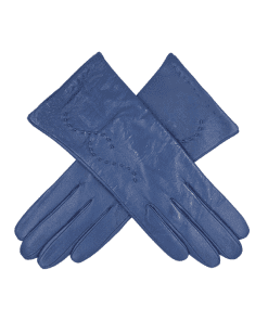 Leðurhanskar fóðraðir-bláir