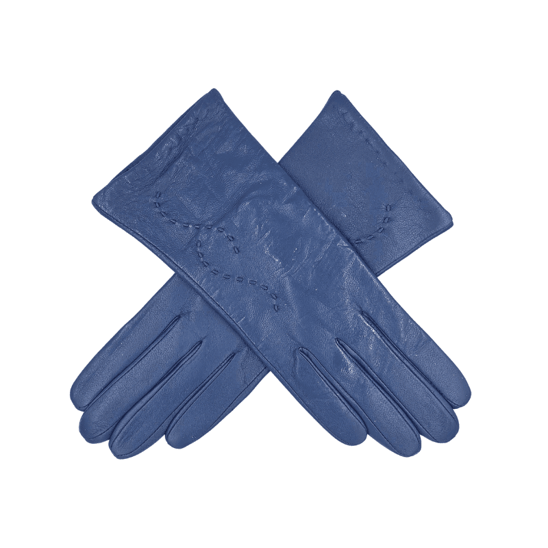 Leðurhanskar fóðraðir-bláir