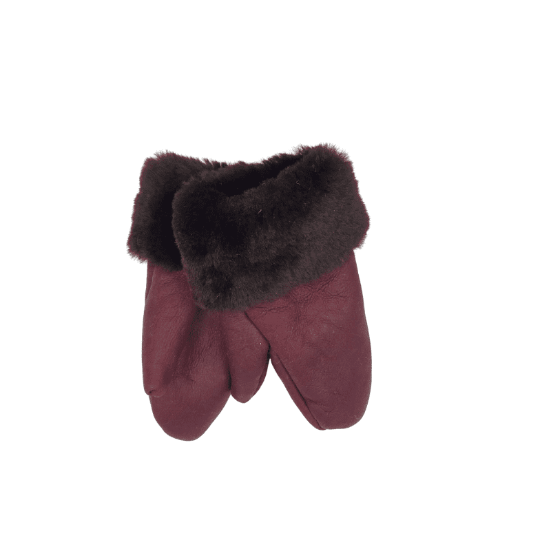 Sauðskinns lúffur 3-5ára-burgundy