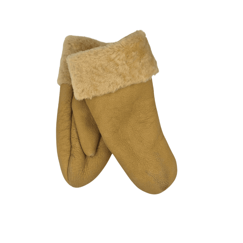 Sauðskinns lúffur 6-8ára - camel