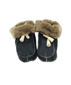Barna sauðskinns skór-svartir 12-18mán