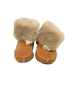 Barna sauðskinns skór-rauðbrúnir-6-12mán