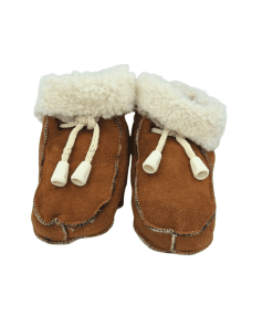 Barna sauðskinns skór-rauðbrúir-24-30mán