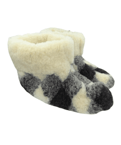 Sauðskinns flóka inniskór-köflóttir