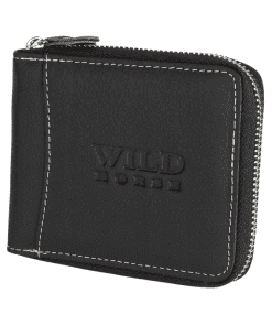 Leður seðlaveski m/RFID-svart