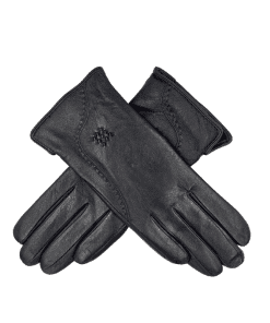 Leðurhanskar flísfóðraðir-svartir