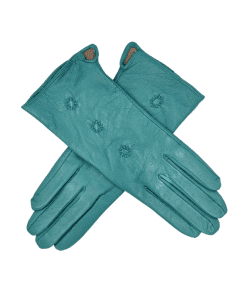 Leðurhanskar fóðraðir - sægrænir