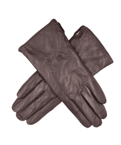 Leðurhanskar flísfóðraðir-dökk brúnir