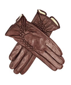 Leðurhanskar flísfóðraðir-mahoní brúnir