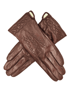 Leðurhanskar flísfóðraðir-mahoní brúnir