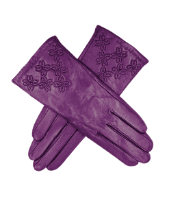 Leðurhanskar flísfóðraðir-plómu