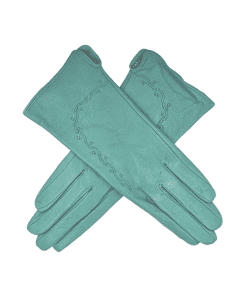 Leðurhanskar fóðraðir - sægrænir