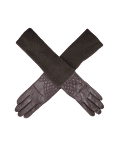 Háir leðurhanskar með stroffi-brúnir